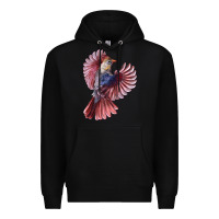 Black Flying Northern Cardinal Bird Premium Hoodie - LillyAllenDesigns