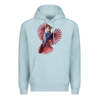 Blue Mist Flying Northern Cardinal Bird Premium Hoodie - LillyAllenDesigns