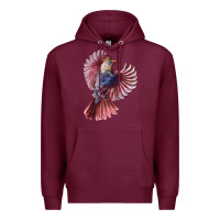 Burgundy Flying Northern Cardinal Bird Premium Hoodie - LillyAllenDesigns