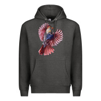 Charcoal Heather Flying Northern Cardinal Bird Premium Hoodie - LillyAllenDesigns