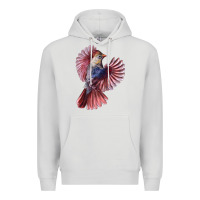 Dove Grey Flying Northern Cardinal Bird Premium Hoodie - LillyAllenDesigns
