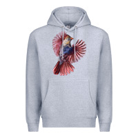 Heather Grey Flying Northern Cardinal Bird Premium Hoodie - LillyAllenDesigns