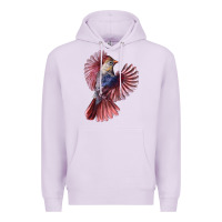 Lilac Flying Northern Cardinal Bird Premium Hoodie - LillyAllenDesigns