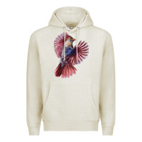 Oatmeal Heather Flying Northern Cardinal Bird Premium Hoodie - LillyAllenDesigns