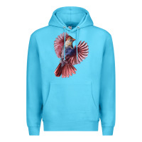 Ocean Blue Flying Northern Cardinal Bird Premium Hoodie - LillyAllenDesigns