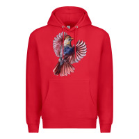 Red Flying Northern Cardinal Bird Premium Hoodie - LillyAllenDesigns