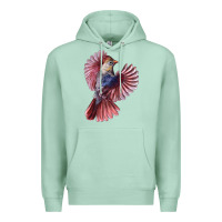 Seafoam Flying Northern Cardinal Bird Premium Hoodie - LillyAllenDesigns