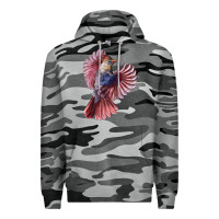 Slate Camo Flying Northern Cardinal Bird Premium Hoodie - LillyAllenDesigns