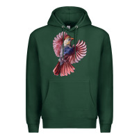 Sports Green Flying Northern Cardinal Bird Premium Hoodie - LillyAllenDesigns