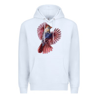 White Flying Northern Cardinal Bird Premium Hoodie - LillyAllenDesigns