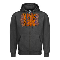 Charcoal Heather basketball brushstroke Zipper Hoodie - Zillion Design Studio