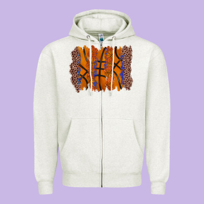 Basketball Brushstroke Zipper Hoodie Designed By Zillion Design Studio