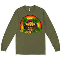Army Green st patricks shamrock gold leopard rainbow Long Sleeve Tee - RanaPortraitStore