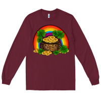 Burgundy st patricks shamrock gold leopard rainbow Long Sleeve Tee - RanaPortraitStore