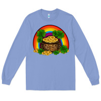 Colony Blue st patricks shamrock gold leopard rainbow Long Sleeve Tee - RanaPortraitStore