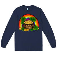 Navy st patricks shamrock gold leopard rainbow Long Sleeve Tee - RanaPortraitStore