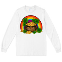 White st patricks shamrock gold leopard rainbow Long Sleeve Tee - RanaPortraitStore
