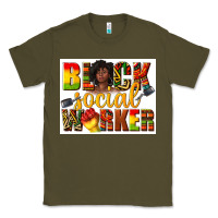 Army Green black social worker Classic Tee - texasbilliewilder