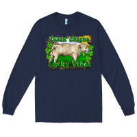 Navy thick thighs lucky vibes charolais bull Long Sleeve Tee - RanaPortraitStore