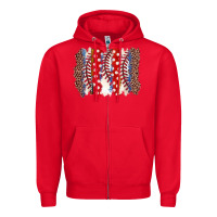 Red baseball brushstroke Zipper Hoodie - Zillion Design Studio