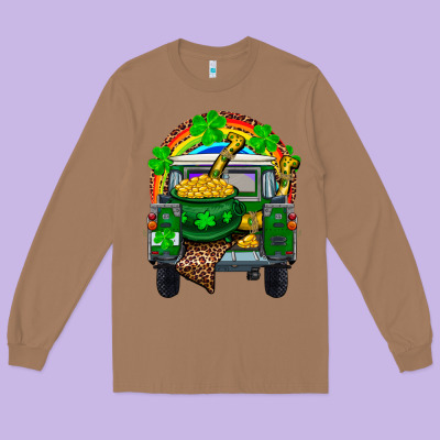 Long Sleeve Tee st patricks day truck with pot of gold horseshoe a
