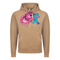 Vintage Coffee cowboy hat and cancer ribbon Vintage Hoodie - AdoDesignShop