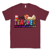 Burgundy this teacher wears her heart on her sleeve Classic Tee - Zillion Design Studio