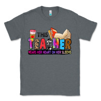 Charcoal Heather this teacher wears her heart on her sleeve Classic Tee - Zillion Design Studio