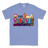 Colony Blue this teacher wears her heart on her sleeve Classic Tee - Zillion Design Studio
