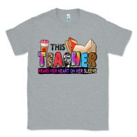 Heather Grey this teacher wears her heart on her sleeve Classic Tee - Zillion Design Studio
