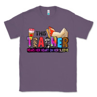 Lavender this teacher wears her heart on her sleeve Classic Tee - Zillion Design Studio