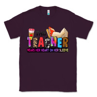 Plum this teacher wears her heart on her sleeve Classic Tee - Zillion Design Studio