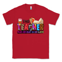 Red this teacher wears her heart on her sleeve Classic Tee - Zillion Design Studio