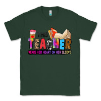 Sports Green this teacher wears her heart on her sleeve Classic Tee - Zillion Design Studio