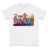 White this teacher wears her heart on her sleeve Classic Tee - Zillion Design Studio