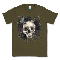 Army Green Floral skull Classic Tee - RanaPortraitStore