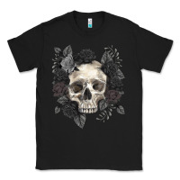 Black Floral skull Classic Tee - RanaPortraitStore