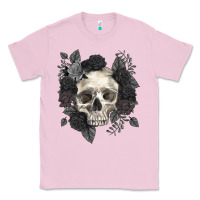 Bubblegum Pink Floral skull Classic Tee - RanaPortraitStore