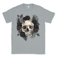 Heather Grey Floral skull Classic Tee - RanaPortraitStore