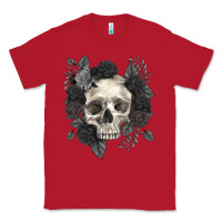 Red Floral skull Classic Tee - RanaPortraitStore