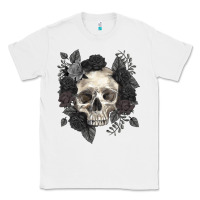 White Floral skull Classic Tee - RanaPortraitStore