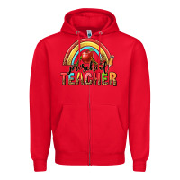 Red preschool teacher Zipper Hoodie - texasbilliewilder