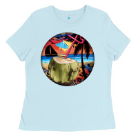 Baby Blue coconut drink colorful leopard Ladies Tee - BarkalooDesign