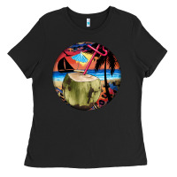 Black coconut drink colorful leopard Ladies Tee - BarkalooDesign