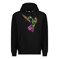 Black Flying Ruby Throated Hummingbird Premium Hoodie - LillyAllenDesigns