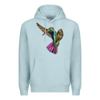 Blue Mist Flying Ruby Throated Hummingbird Premium Hoodie - LillyAllenDesigns