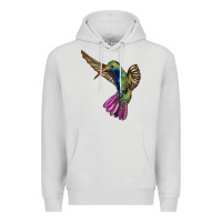 Dove Grey Flying Ruby Throated Hummingbird Premium Hoodie - LillyAllenDesigns