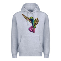 Heather Grey Flying Ruby Throated Hummingbird Premium Hoodie - LillyAllenDesigns
