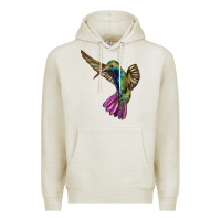 Oatmeal Heather Flying Ruby Throated Hummingbird Premium Hoodie - LillyAllenDesigns