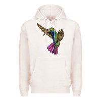 Pale Pink Flying Ruby Throated Hummingbird Premium Hoodie - LillyAllenDesigns